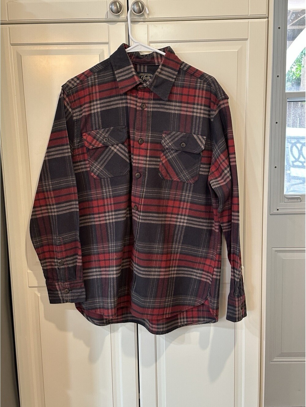 Jachs Heritage Flannel Heavyweight Red Plaid Button Up Shirt Size L